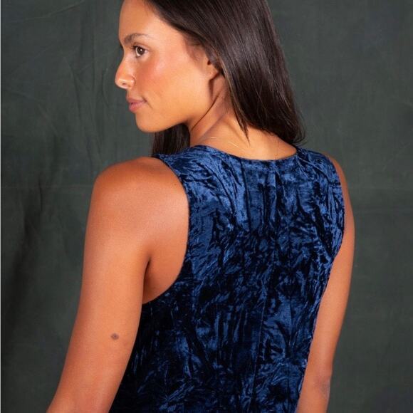 Natural Life Dark Blue Crushed Velvet Sleeveless Maxi Dress Sz.XS - Picture 4 of 14